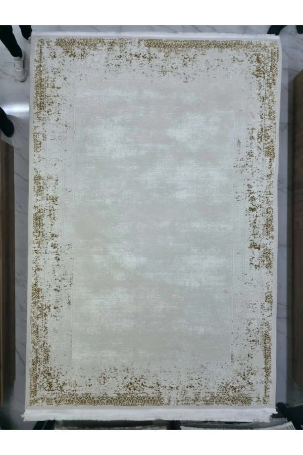 Stil 02391G Gold Halı 200x290 | Altın Çerçeveli Eskitme Vintage Halı