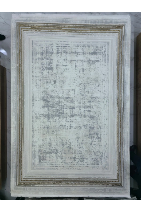 Stil 02154G Gold Halı 200x290 | Vintage Altın Bordürlü Eskitme Desenli Halı