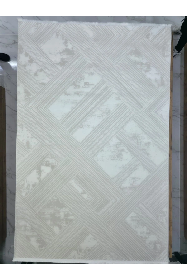 Veseo Armoni 40024A Krem Halı 200x290 | Çapraz Eskitme Desenli Halı