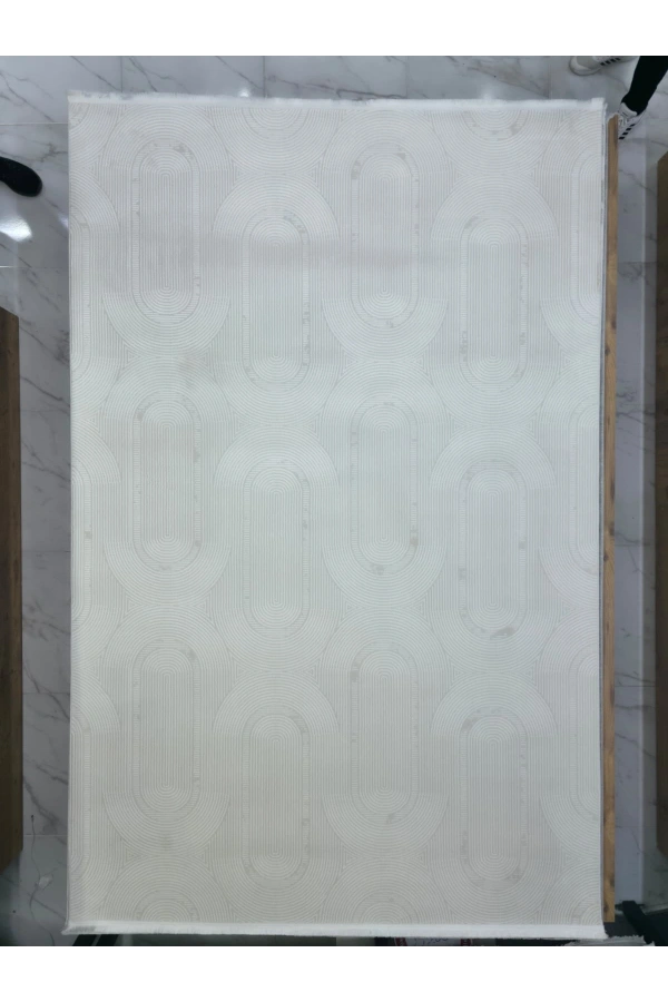 Veseo 40194A Krem Halı 200x290 | Oval Kavisli Modern Halı