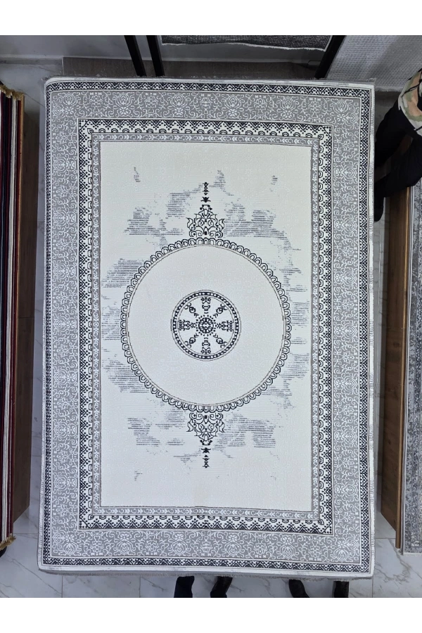 Kevser Kilyas NU1161 Antrasit Klasik Madalyonlu Halı 200x290