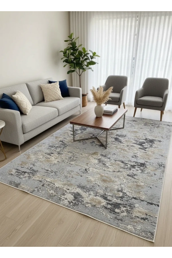 Asar Yün Moda H4887 Mavi Vintage Antik Desenli Halı 200x290