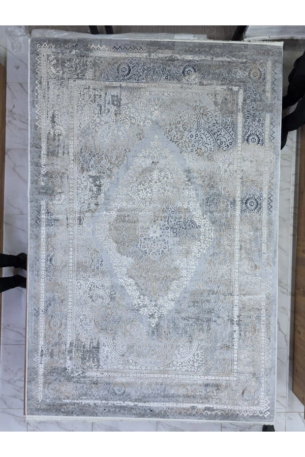 Asar Yün Moda H4886 Mavi Klasik Madalyonlu Halı 200x290