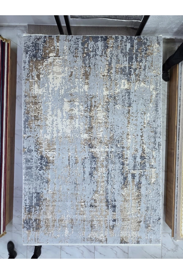 Asar Yün Moda H4873 Mavi Soyut Desenli Modern Halı 200x290