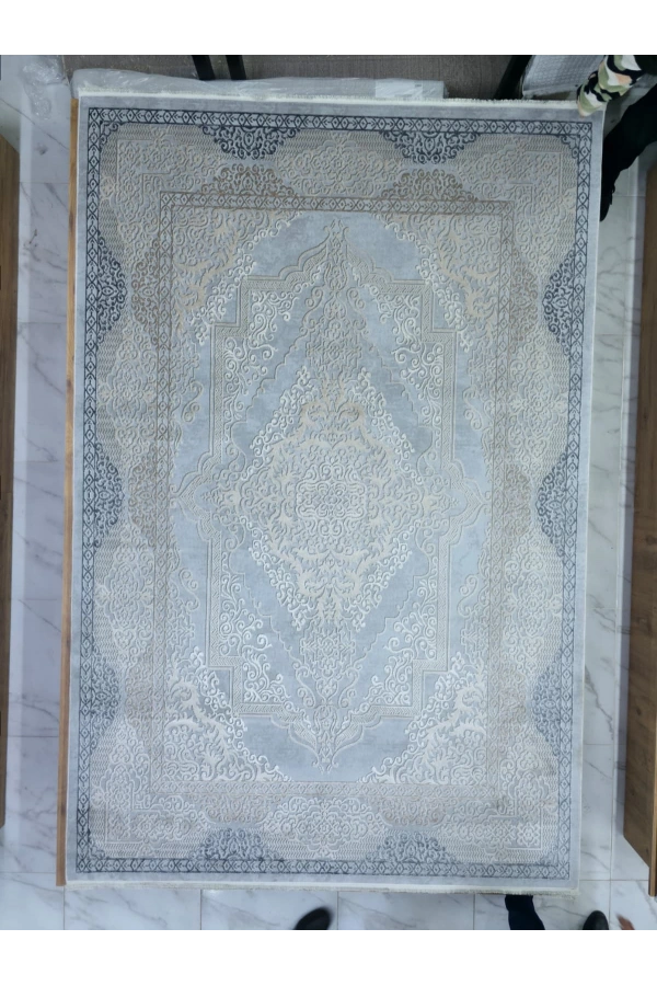 Asar Yün Moda H4864 Mavi Bordürlü Klasik Halı 200x290