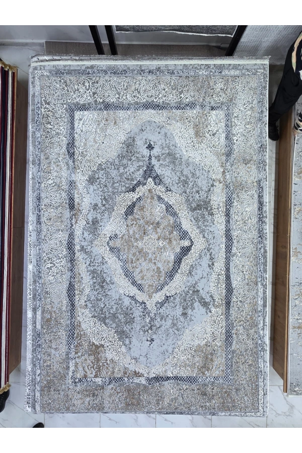 Asar Yün Moda H4861 Mavi Klasik Madalyonlu Halı 200x290