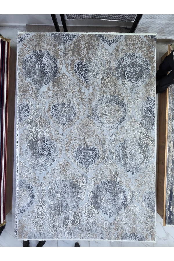 Asar Yün Moda H4850 Mavi Modern Damask Desenli Halı 200x290
