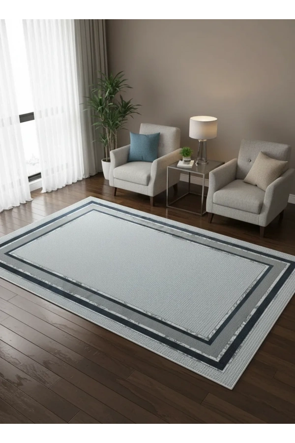 Çapan Armoni H6880A Gri Lacivert Klasik Desenli Halı 200x290