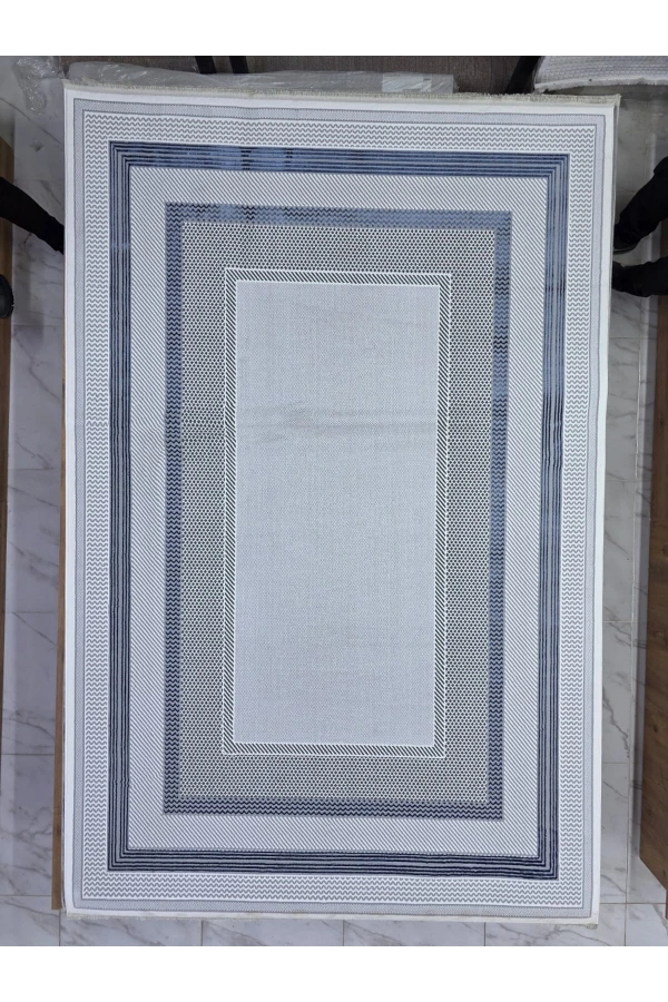 Çapan Armoni H6812A Gri Lacivert Bordürlü Halı 200x290