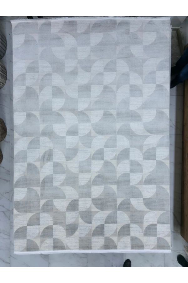 Apex Truva 6621TR Gri Geometrik Yarım Daire Desenli Halı 200x290
