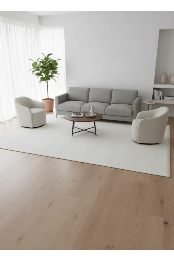 Apex Safran 8151SA Ekru Yatay Çizgili Sade Halı 200x290