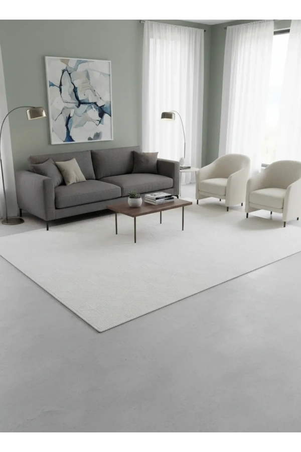 Apex Safran 8141SA Ekru Altıgen Geometrik Desenli Halı 200x290