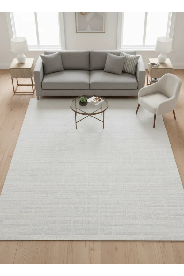 Apex Safran 8131SA Ekru Kare Blok Desenli Halı 200x290