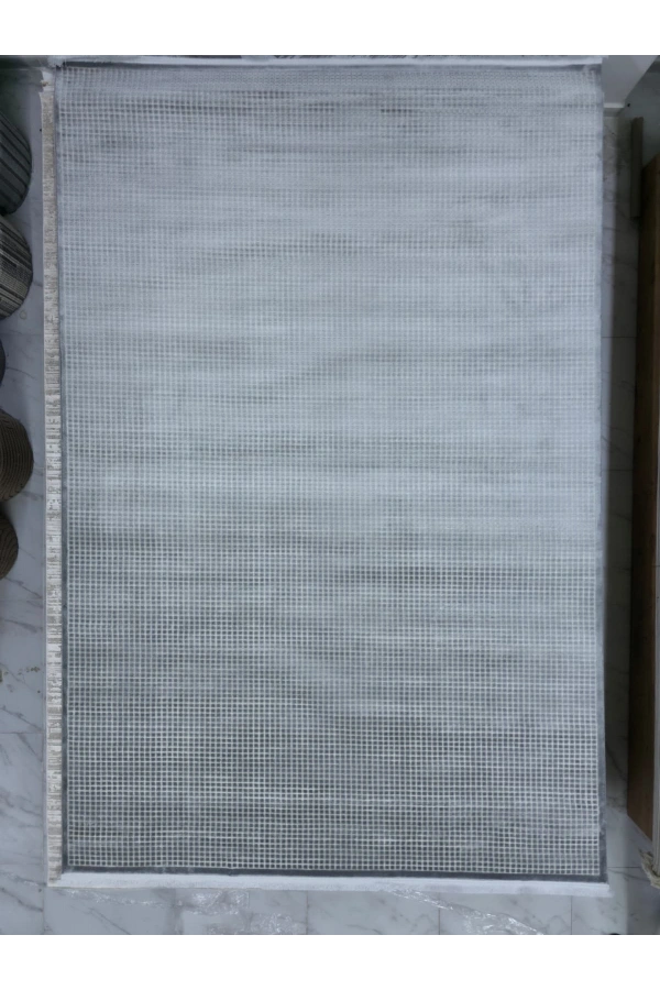 Apex Safran 8122SA Gri Kareli Dokulu Modern Halı 200x290