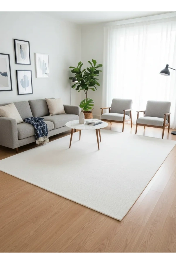 Apex Safran 8121SA Ekru Düz Dokulu Sade Halı 200x290