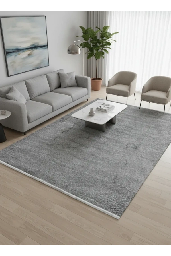 Apex Truva 6664TR Antrasit Düz Dokulu Sade Halı 200x290
