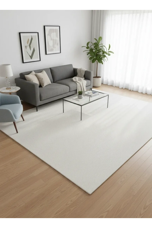 Apex Truva 6661TR Ekru Düz Dokulu Sade Halı 200x290