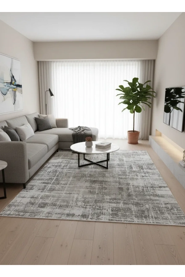 Apex Monoluxe 4061 Krem Düz Dokulu Sade Lüks Halı 200x290