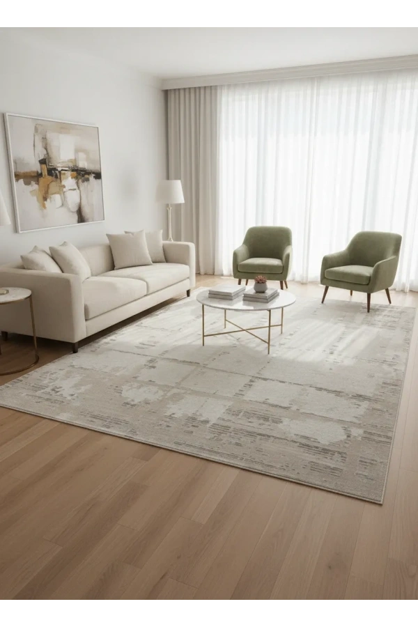 Apex Monoluxe 4042 Bej Vintage Blok Desenli Lüks Halı 200x290