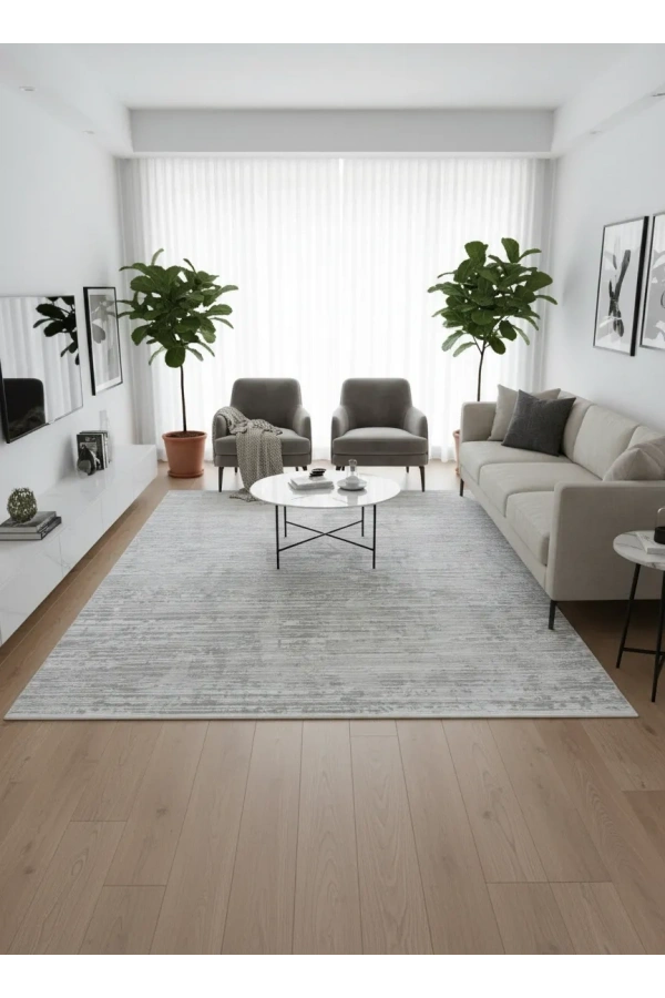 Apex Monoluxe 4041 Krem Yatay Çizgili Lüks Halı 200x290