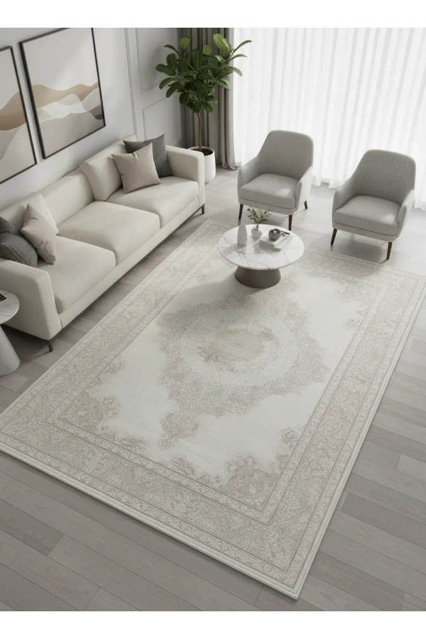 Apex Marea 8811MA Ekru Klasik Madalyonlu Halı 200x290