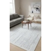 Veseo Asil NU1332 Krem-Beyaz Halı 150x220 | Soyut Çizgi Labirent Desenli Halı