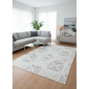 Excellence Level EN274P Krem Gri Üçgen Geometrik Salon Halısı 150x220 — İç İçe Desen Saçaklı