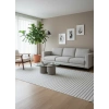 Excellence Level EN207P Gri Çizgili Salon Halısı 150x220 - Modern Skandinav Saçaklı