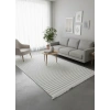 Excellence Level EN207P Krem Çizgili Salon Halısı 150x220 - Sade Modern Saçaklı