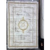 Çapan Armoni H7252A Beyaz Gold Madalyon Eskitme Salon Halısı 160x230 — Altın Bordür Flosh Saçaklı