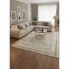 Çapan Armoni H7252A Beyaz Gold Madalyon Eskitme Salon Halısı 160x230 — Altın Bordür Flosh Saçaklı