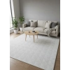 Asaryün Moda H6968 Beyaz İç İçe Kare Geometrik Salon Halısı 150x233 — Ton-on-Ton Kabartma