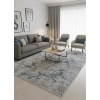 Asaryün Moda H4884 Mavi Gri Soyut Eskitme Grid Salon Halısı 150x233 — Saçaklı