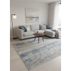 Asaryün Moda H4872 Mavi Gri Dikey Soyut Eskitme Salon Halısı 150x233 — Fırça Darbesi Saçaklı