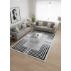 Bellino 4668 Beyaz Siyah Çok Katmanlı Bordürlü Halı 120x180