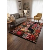 Bellino 4473 Siyah Zemin Renkli Gül Patchwork Halı 120x180