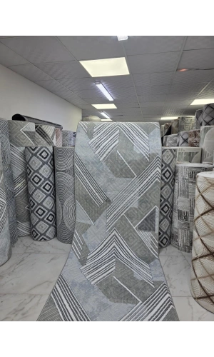 Sarar Klasik Chevron Keskin Gri Jel Taban Kaymaz Halı