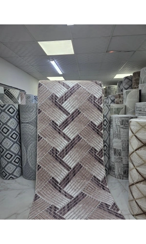 Sarar Klasik Balıksırtı Çizgi Vizon Jel Taban Kaymaz Halı