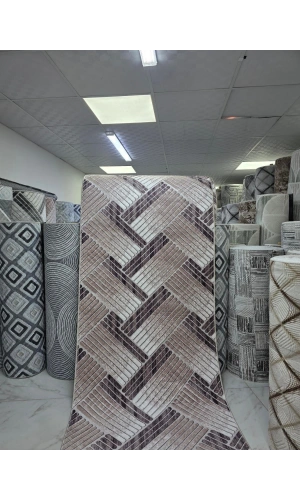 Sarar Klasik Balıksırtı Çizgi Vizon Jel Taban Kaymaz Halı