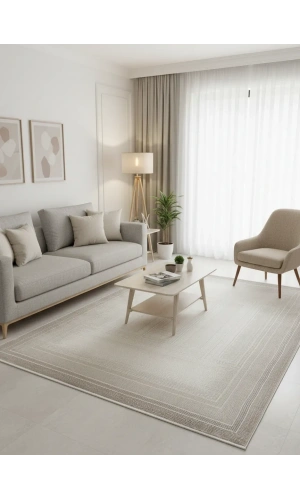 Gümüşsu 12324C Kahve Halı 200x280 | Yunan Key Bordürlü Soyut Halı