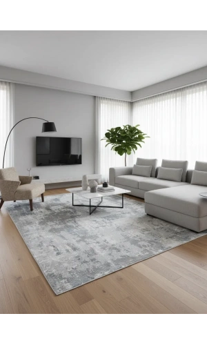 Odak Narin P2277 Gri-Mavi Halı 200x280 | Geometrik Baklava Desenli Halı