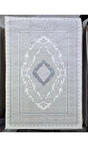 Odak Narin P7068A Gri-Mavi Flash Halı 200x280 | Osmanlı Madalyon Flash Halı