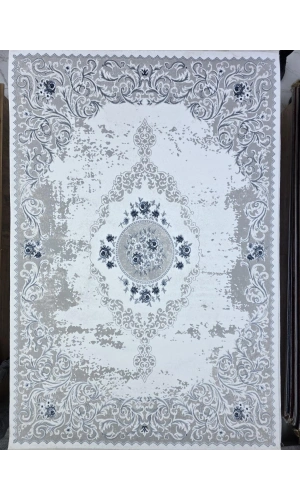 Odak İnci H5445A Lacivert-Beyaz Halı 200x280 | Çiçekli Klasik Vintage Halı