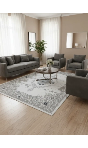 Odak İnci H5445A Lacivert-Beyaz Halı 200x280 | Çiçekli Klasik Vintage Halı