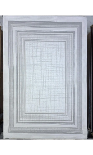 Odak İnci H6565A Beyaz Halı 200x280 | Bordürlü Çerçeve Desenli Klasik Halı