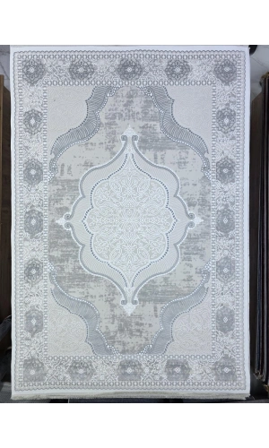 Odak İnci H6296A Beyaz Halı 200x280 | Osmanlı Madalyon Klasik Halı