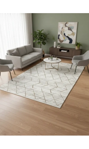 Odak Narin P7381 Kahve Halı 200x280 | Geometrik Üçgen Desenli Modern Halı