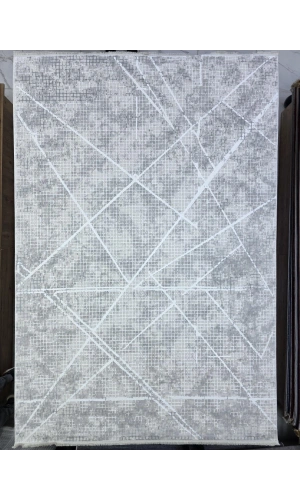 Odak İnci H7399A Gri-Beyaz Halı 200x280 | Geometrik Çapraz Çizgili Modern Halı