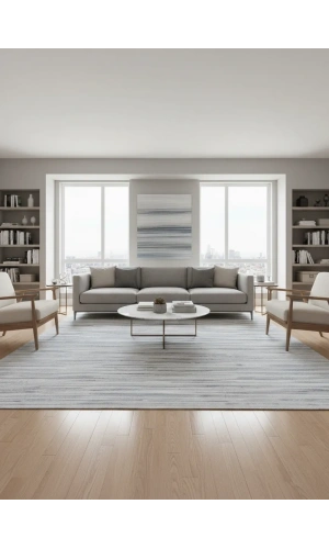 Odak Narin P2382A Gri-Mavi Flash Halı 200x280 | Işıltılı Modern Halı