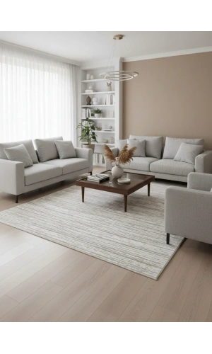 Odak Narin P2371 Kahve Halı 200x280 | İnce Çizgili Bambu Dokulu Halı